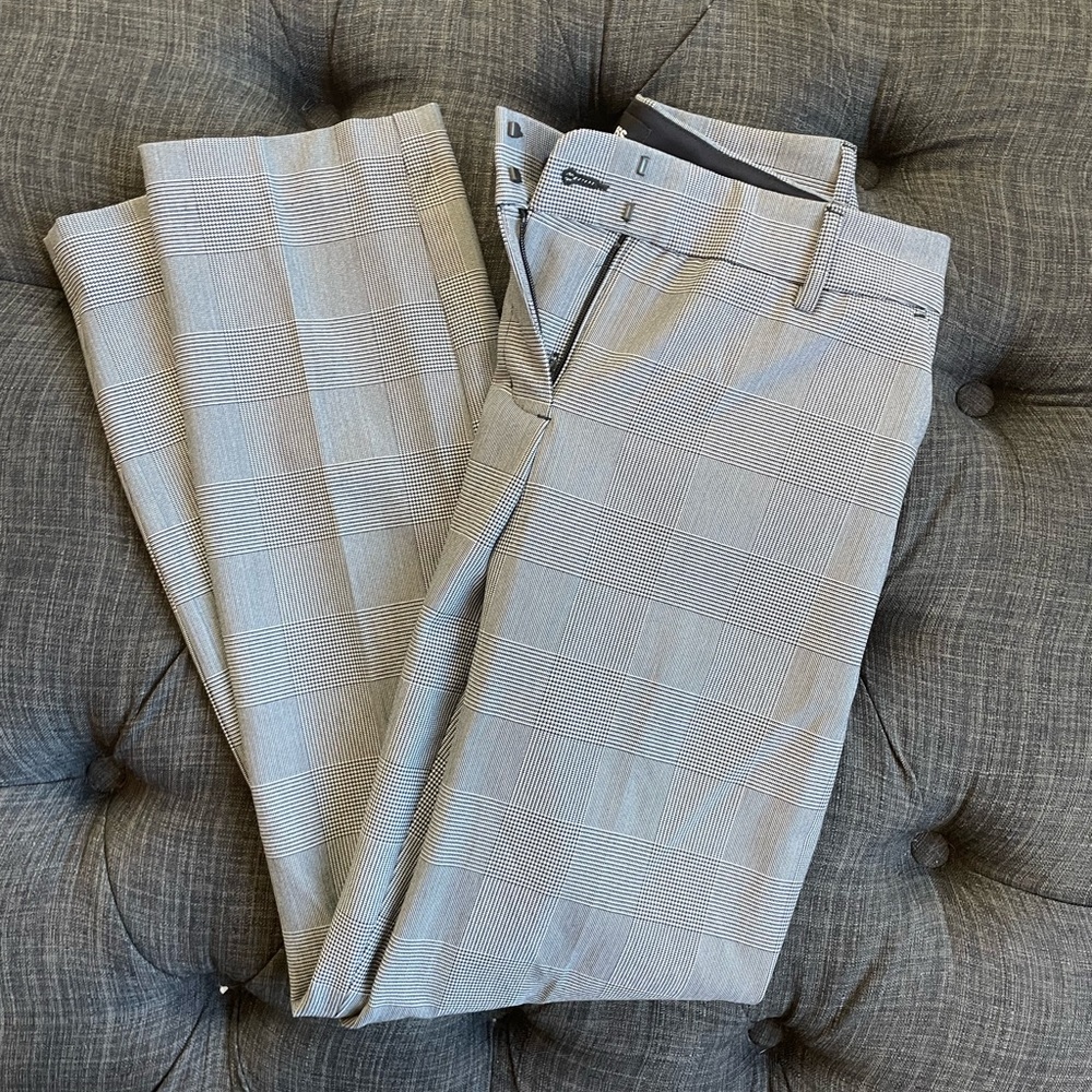 Grey Plaid Express Mid-Rise Columnist Ankle Print